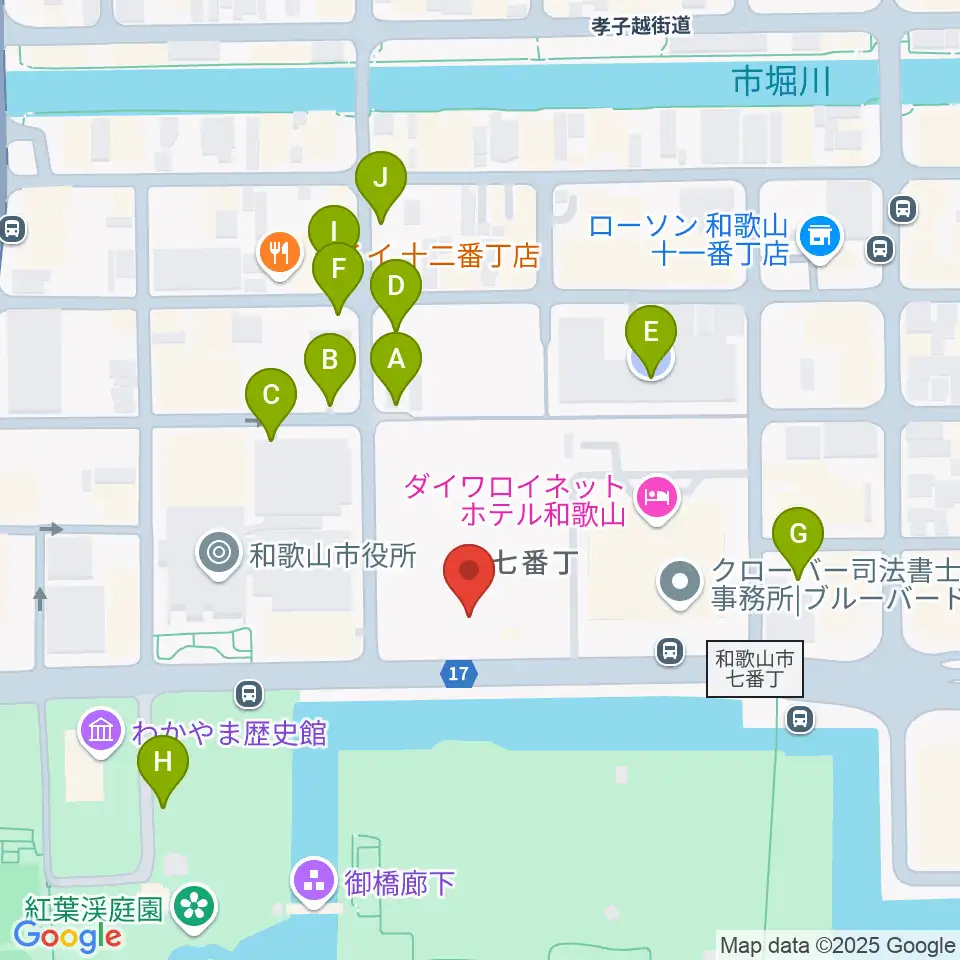 和歌山城ホール周辺の駐車場・コインパーキング一覧地図