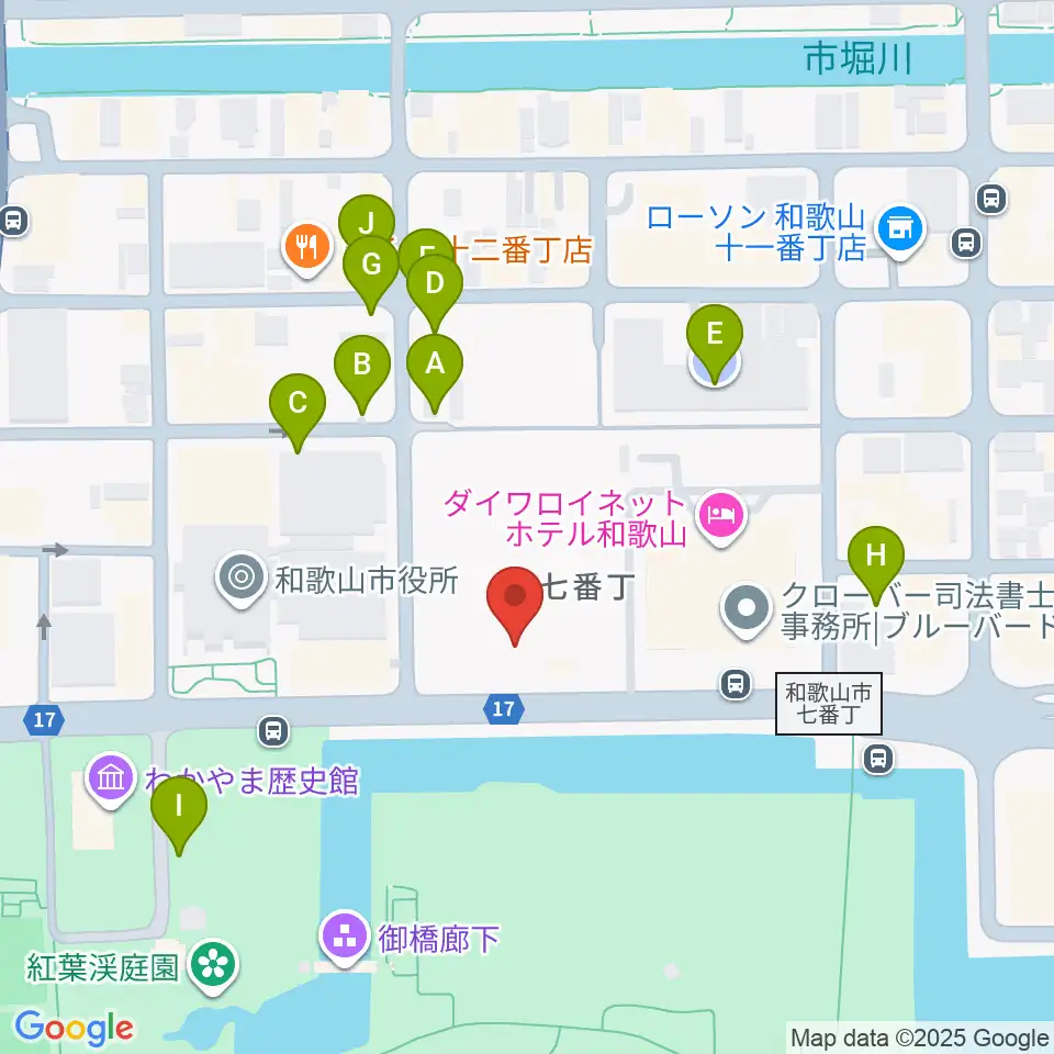 和歌山城ホール周辺の駐車場・コインパーキング一覧地図