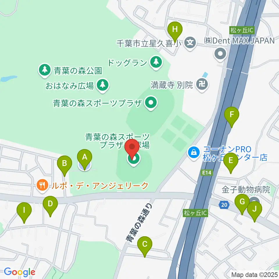 青葉の森スポーツプラザ野球場周辺の駐車場・コインパーキング一覧地図