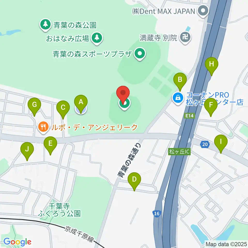 青葉の森スポーツプラザ野球場周辺の駐車場・コインパーキング一覧地図