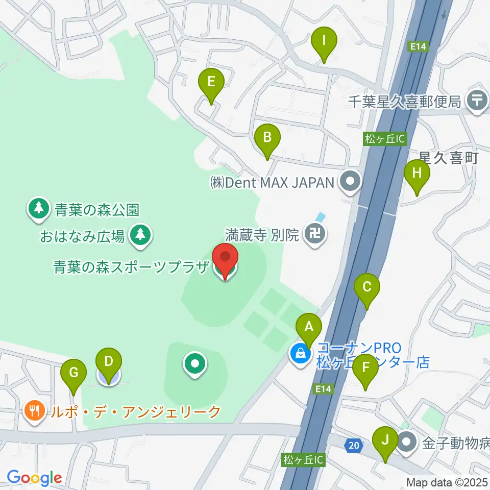 青葉の森スポーツプラザ陸上競技場周辺の駐車場・コインパーキング一覧地図