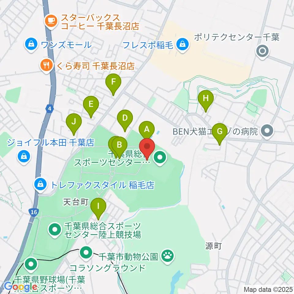 千葉県総合スポーツセンターサッカー・ラグビー場周辺の駐車場・コインパーキング一覧地図