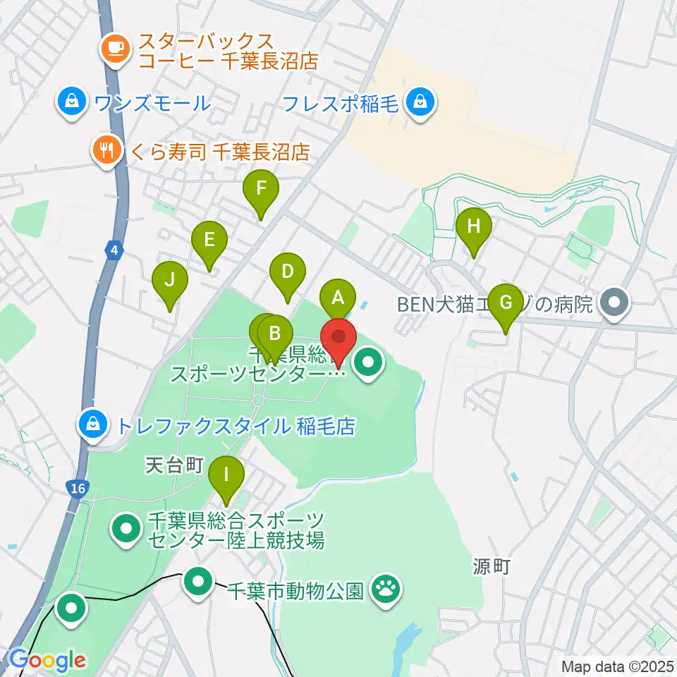 千葉県総合スポーツセンターサッカー・ラグビー場周辺の駐車場・コインパーキング一覧地図
