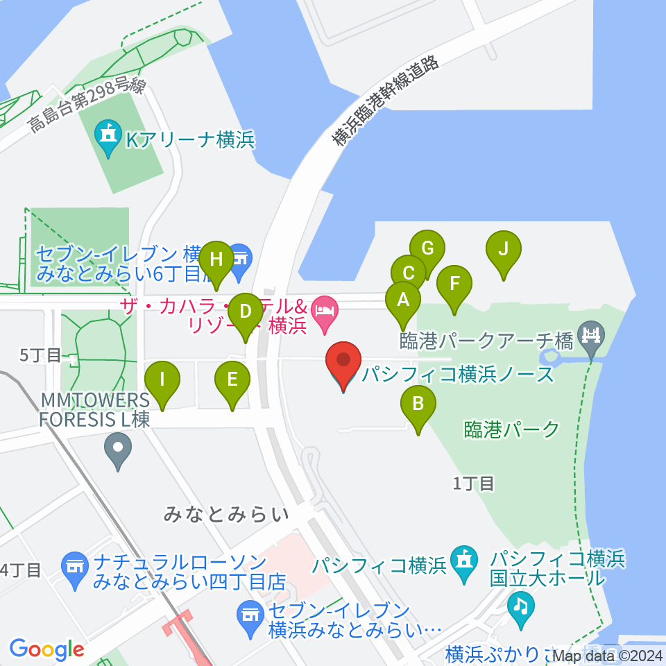 パシフィコ横浜ノース周辺の駐車場・コインパーキング一覧地図