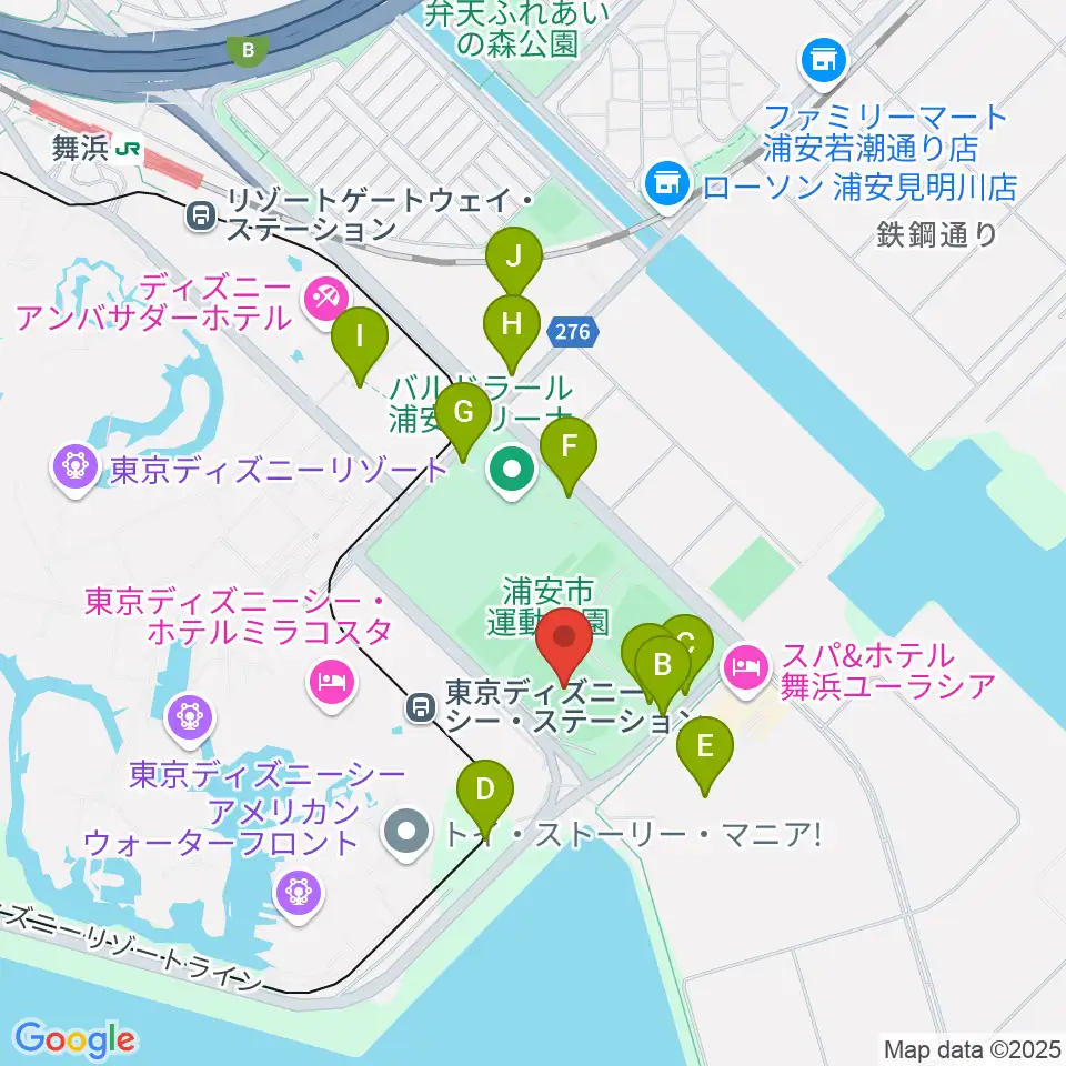 ブリオベッカ浦安競技場周辺の駐車場・コインパーキング一覧地図