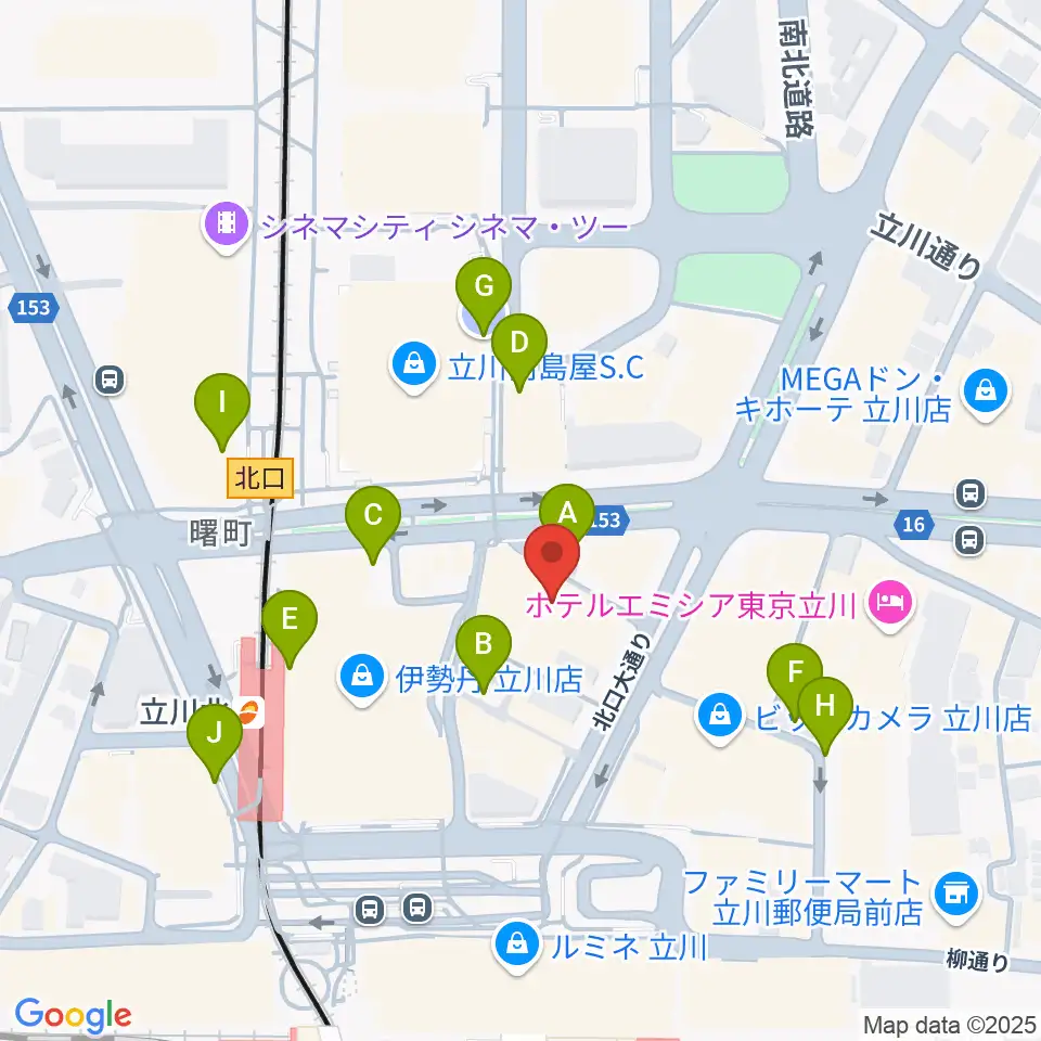 島村楽器 立川店周辺の駐車場・コインパーキング一覧地図