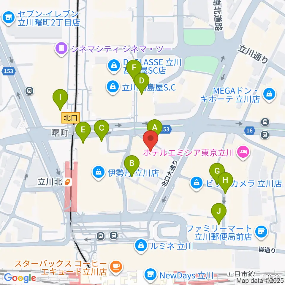 島村楽器 立川店周辺の駐車場・コインパーキング一覧地図