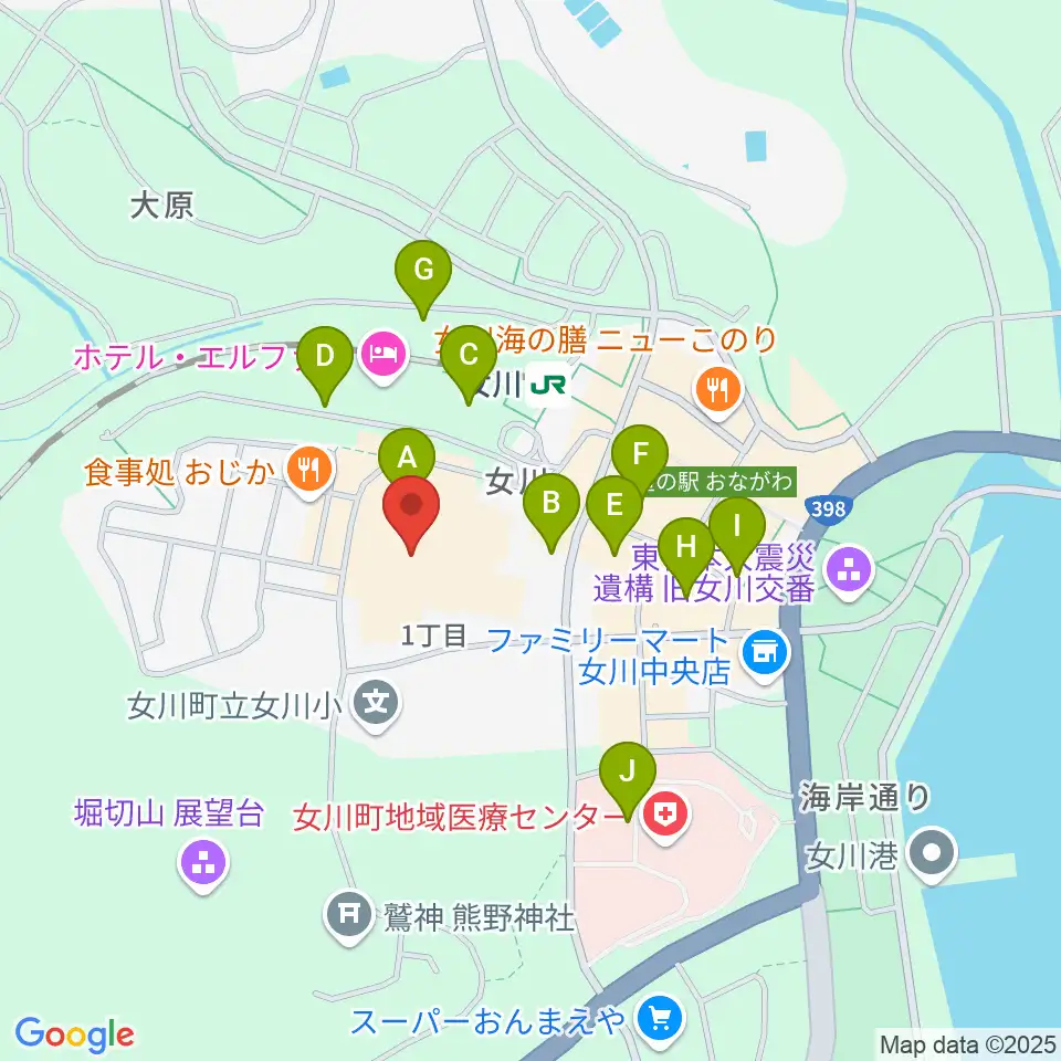 女川町生涯学習センターホール周辺の駐車場・コインパーキング一覧地図
