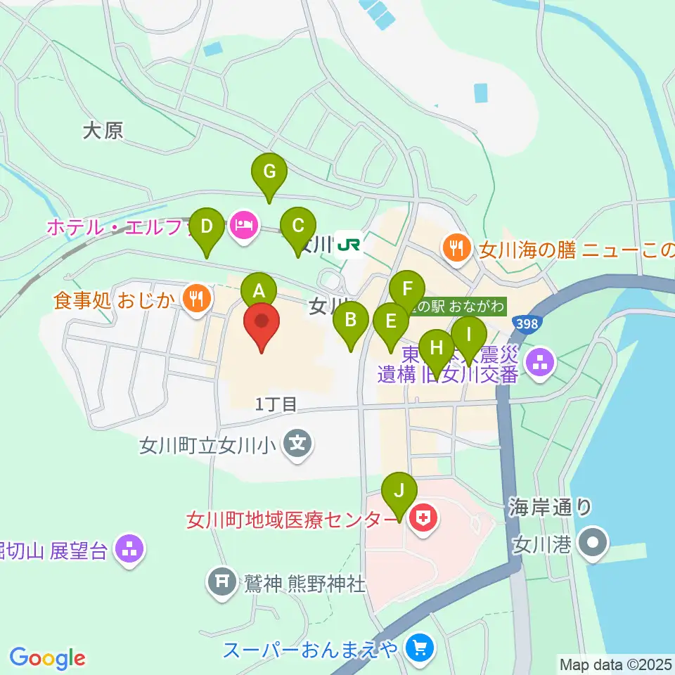 女川町生涯学習センターホール周辺の駐車場・コインパーキング一覧地図