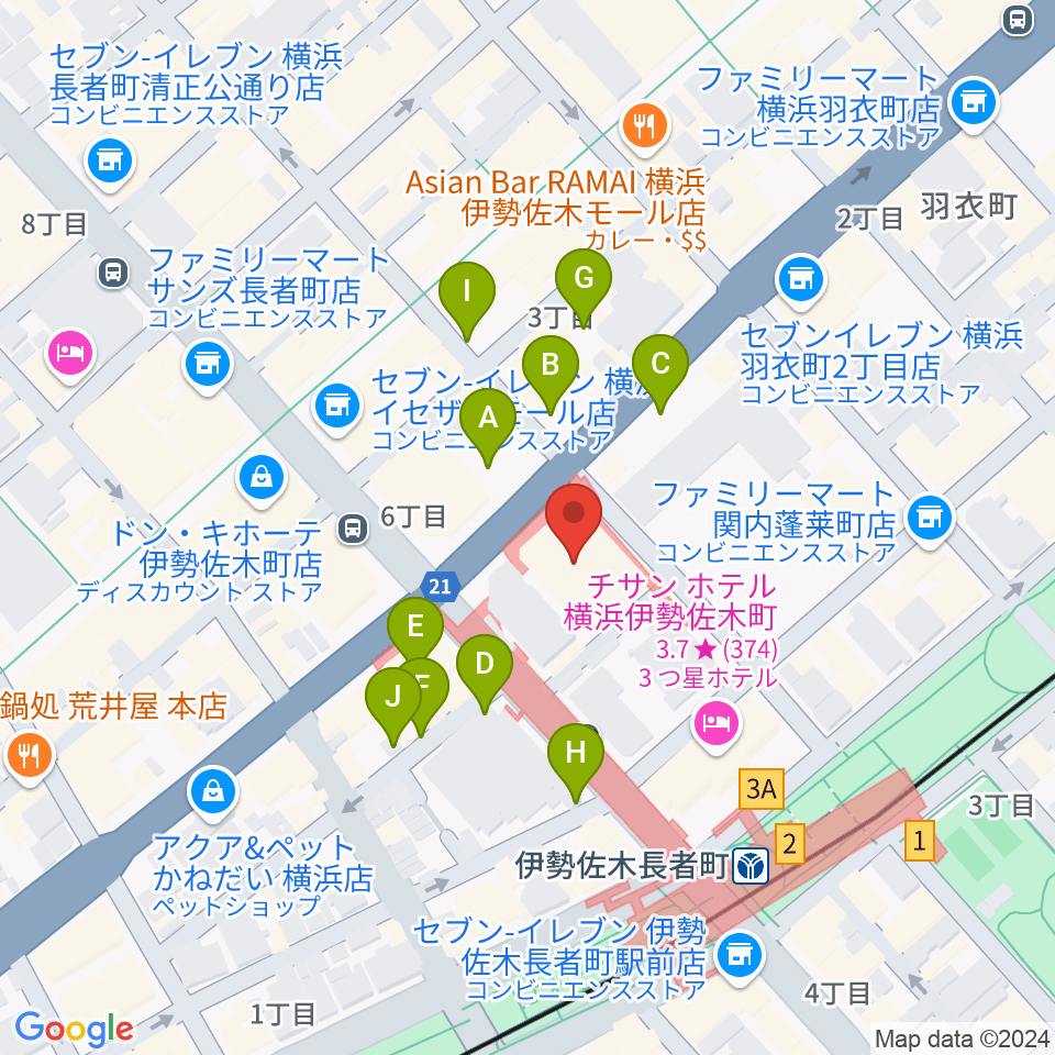 横浜ラジアントホール周辺の駐車場・コインパーキング一覧地図