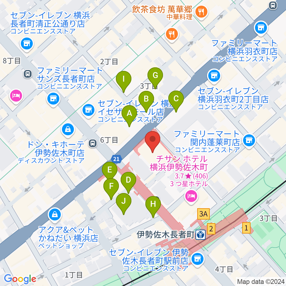 横浜ラジアントホール周辺の駐車場・コインパーキング一覧地図