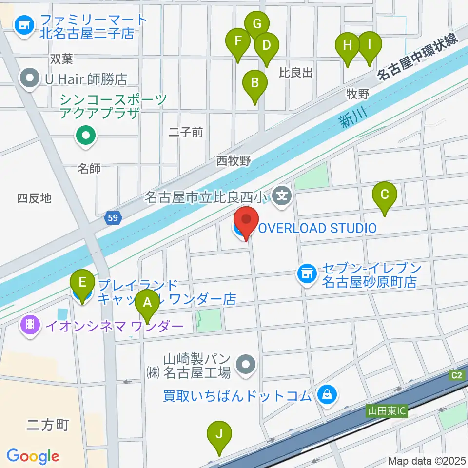 OVERLOAD STUDIO周辺の駐車場・コインパーキング一覧地図