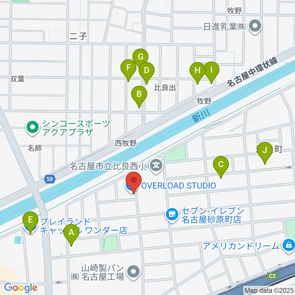 OVERLOAD STUDIO周辺の駐車場・コインパーキング一覧地図