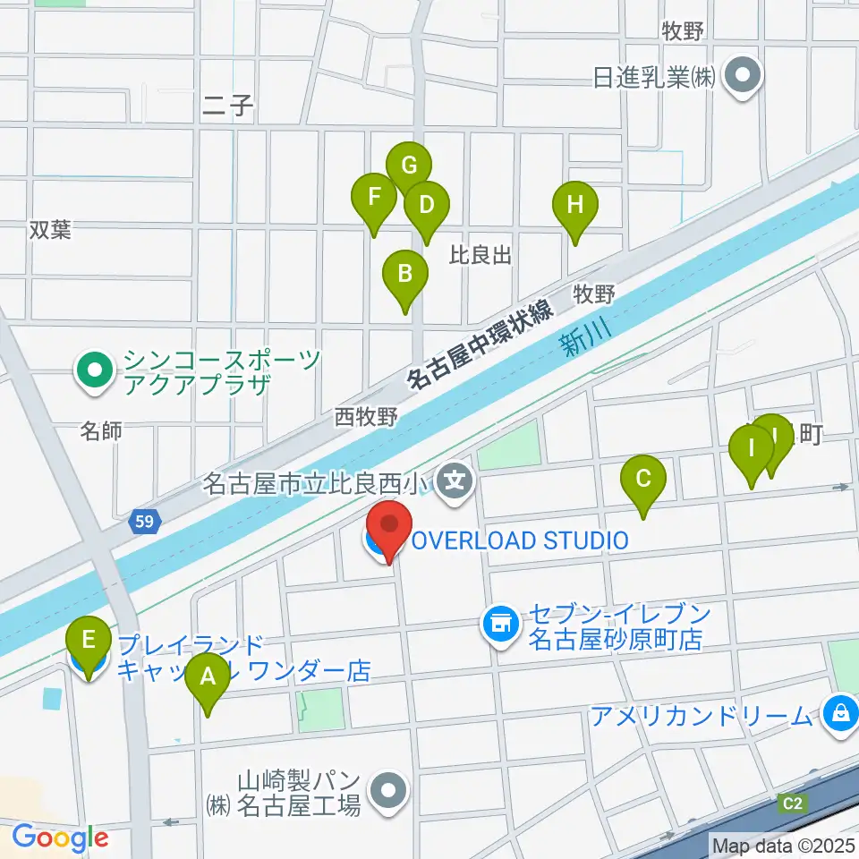 OVERLOAD STUDIO周辺の駐車場・コインパーキング一覧地図