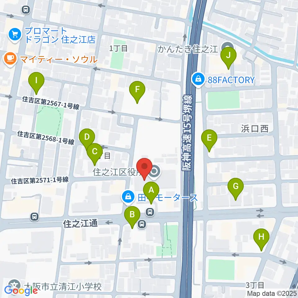 すみのえ舞昆ホール周辺の駐車場・コインパーキング一覧地図