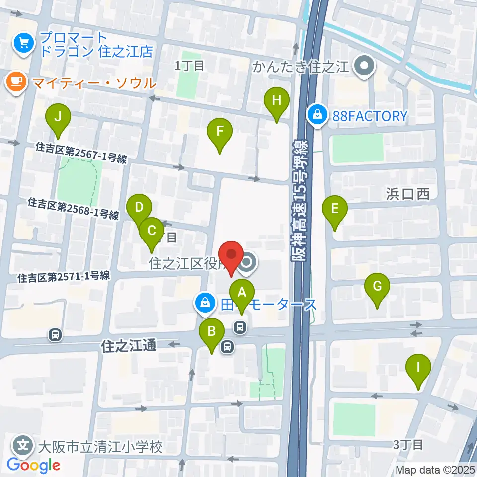 すみのえ舞昆ホール周辺の駐車場・コインパーキング一覧地図