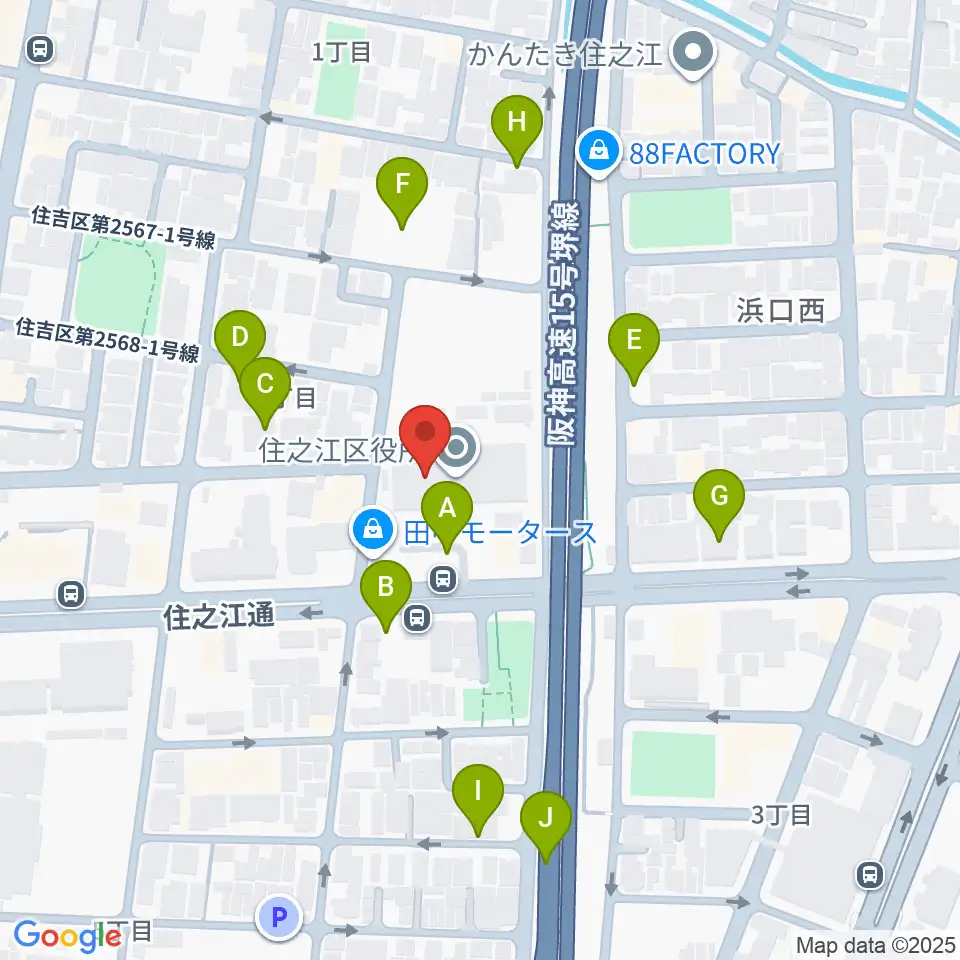 すみのえ舞昆ホール周辺の駐車場・コインパーキング一覧地図