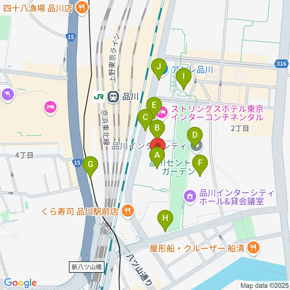 品川グランドホール周辺の駐車場・コインパーキング一覧地図