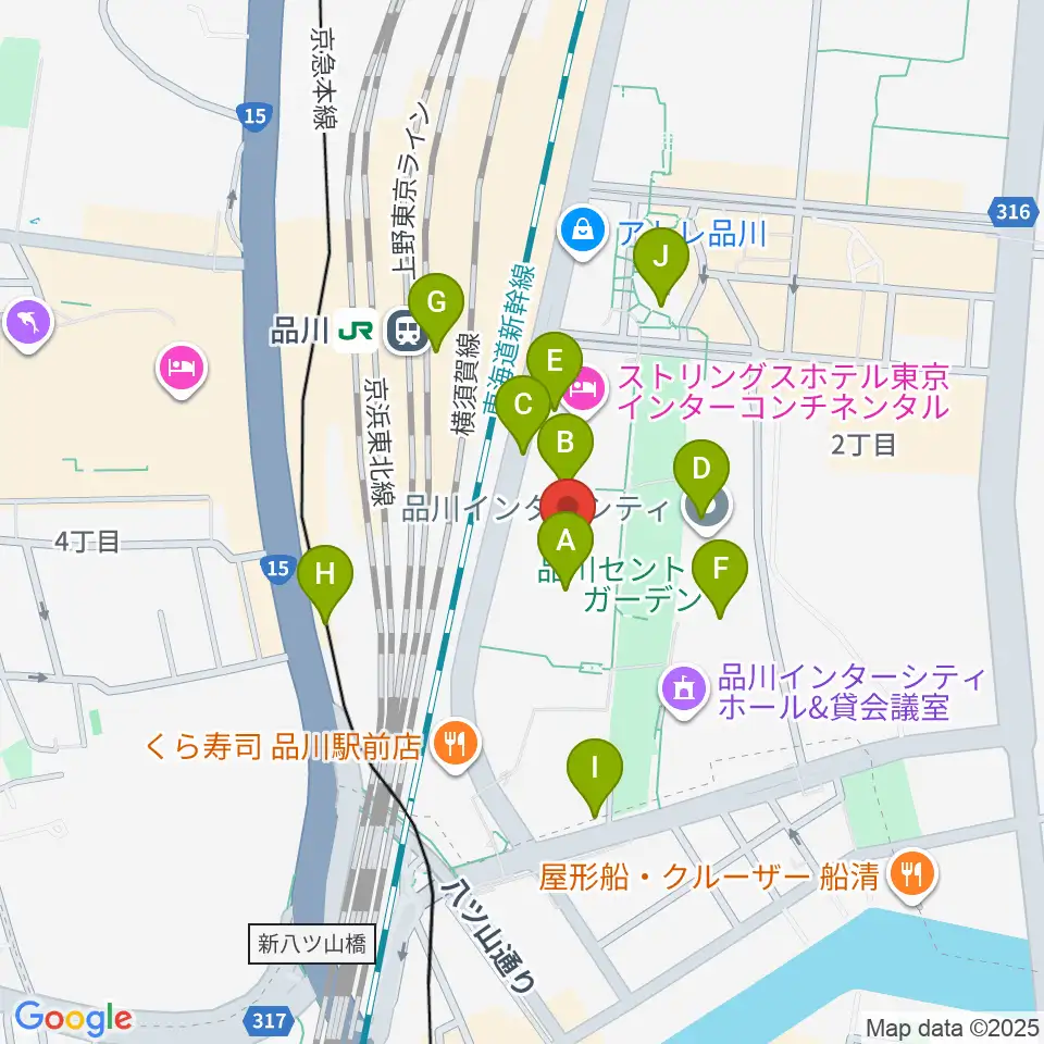 品川グランドホール周辺の駐車場・コインパーキング一覧地図