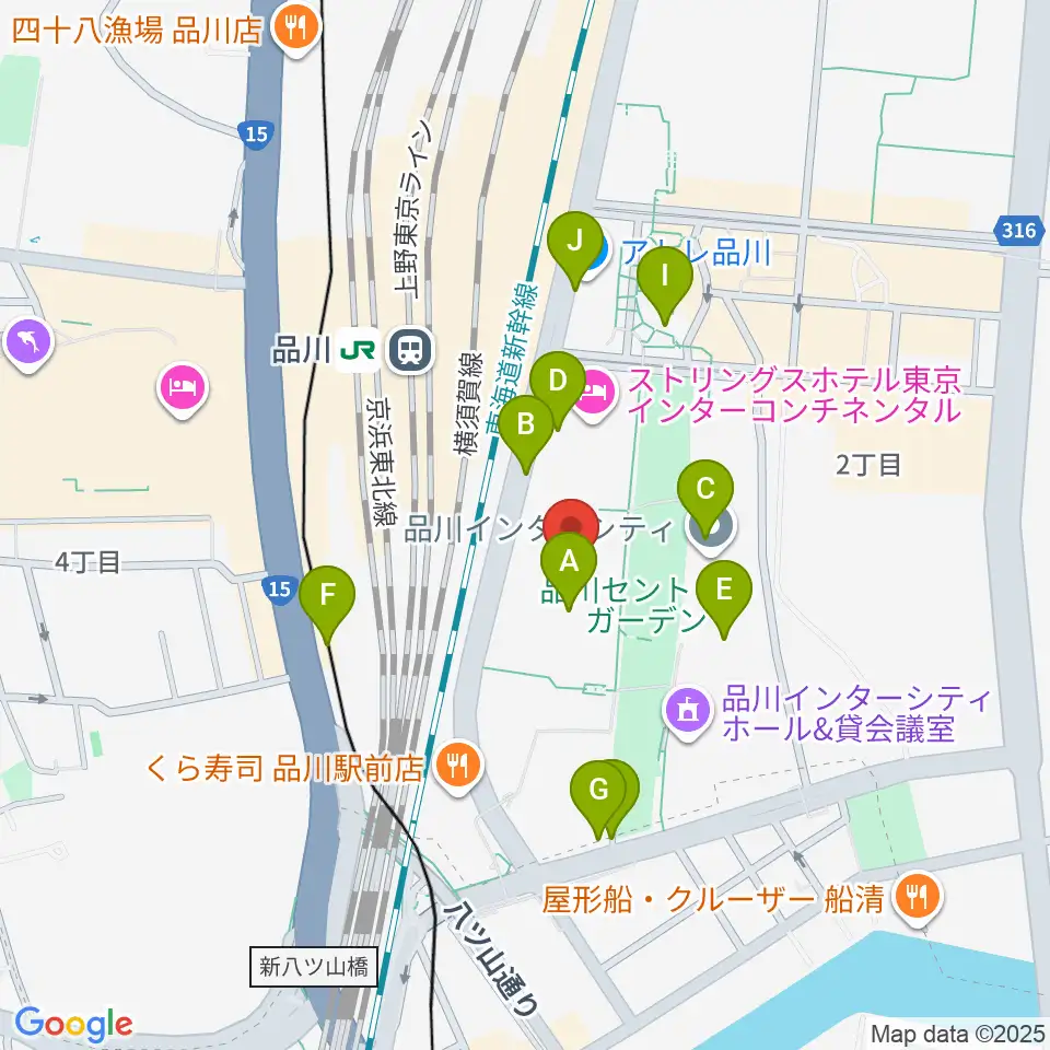 品川グランドホール周辺の駐車場・コインパーキング一覧地図