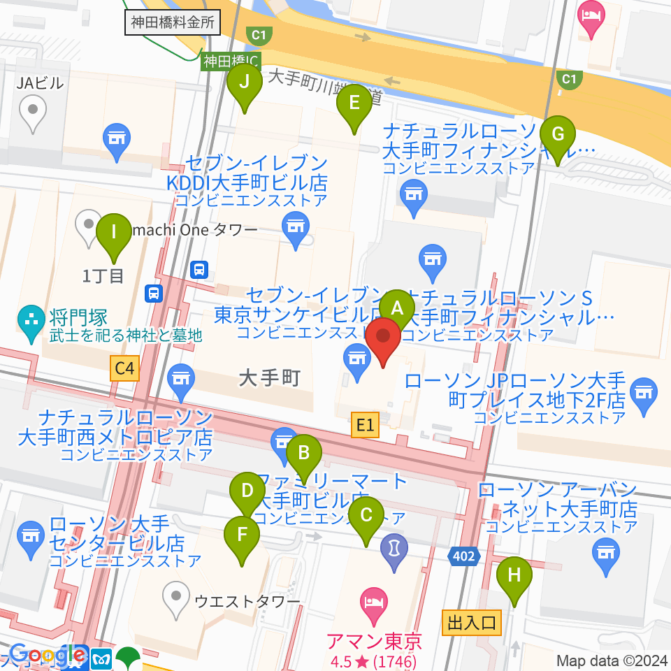 大手町サンケイプラザ周辺の駐車場・コインパーキング一覧地図