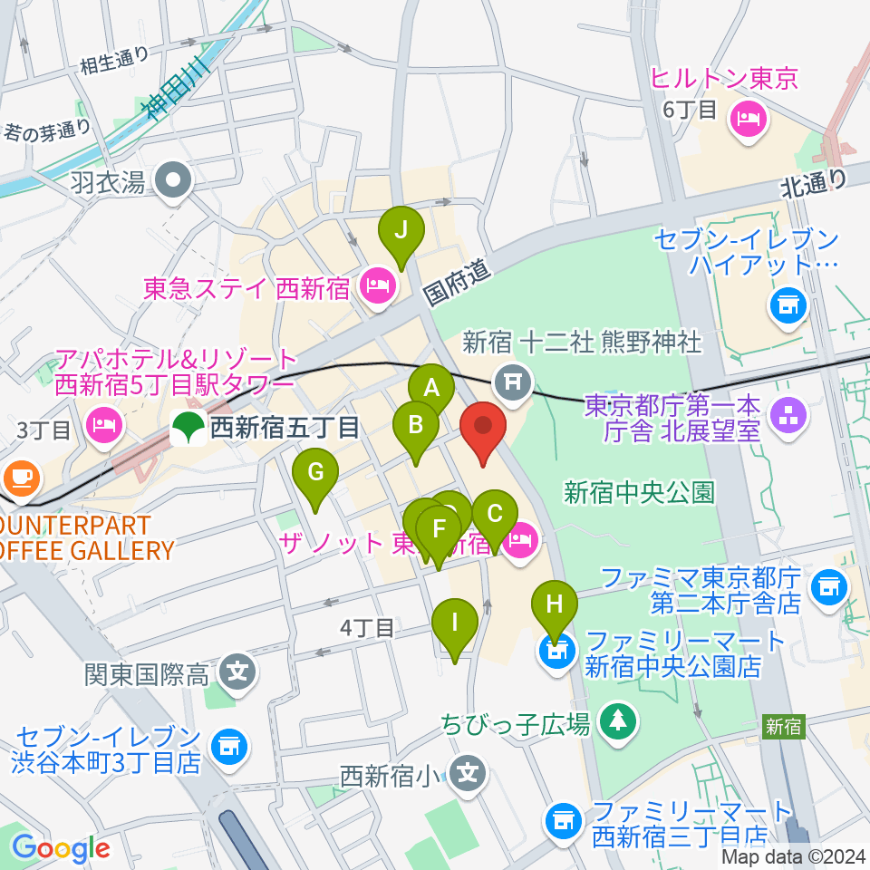 ベルサール西新宿周辺の駐車場・コインパーキング一覧地図