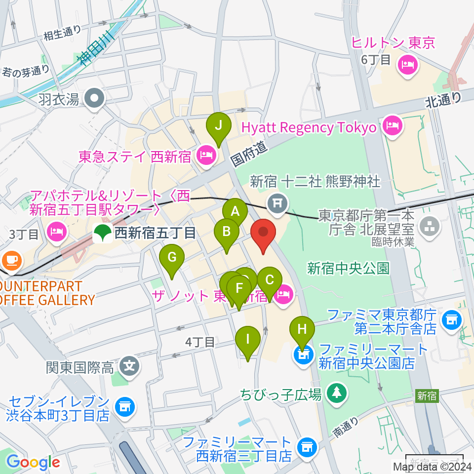 ベルサール西新宿周辺の駐車場・コインパーキング一覧地図