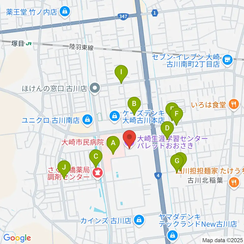 パレットおおさき周辺の駐車場・コインパーキング一覧地図