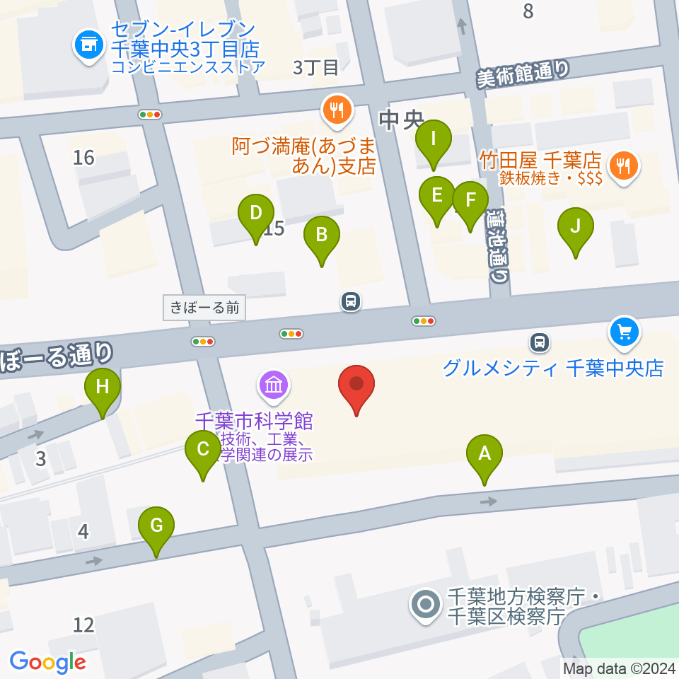 千葉市科学館周辺の駐車場・コインパーキング一覧地図