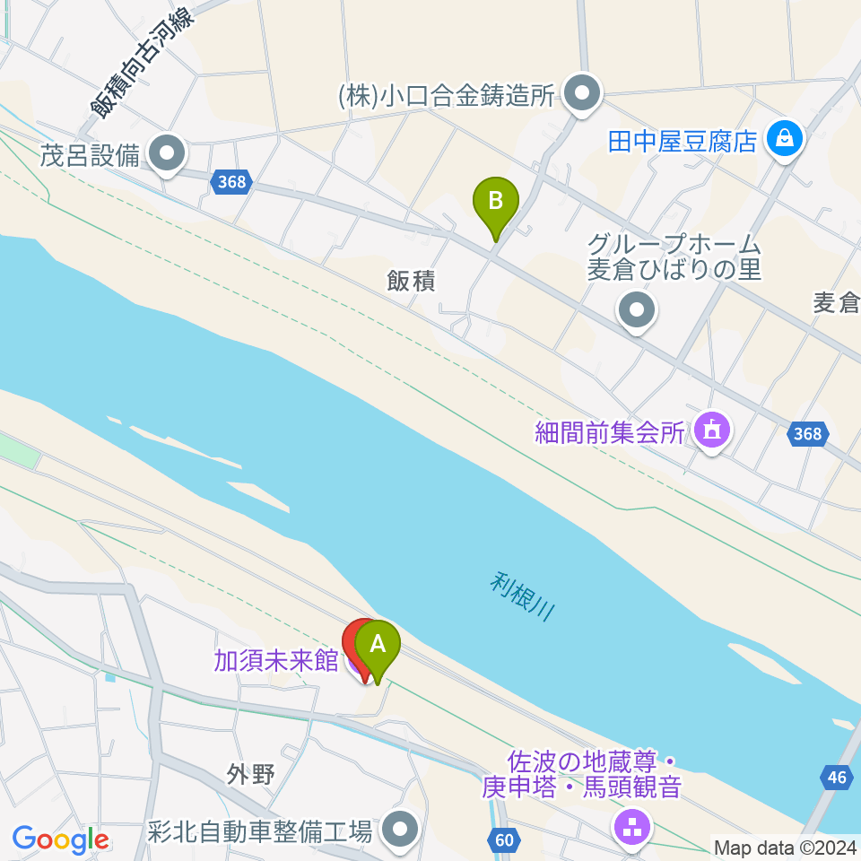 加須未来館周辺の駐車場・コインパーキング一覧地図