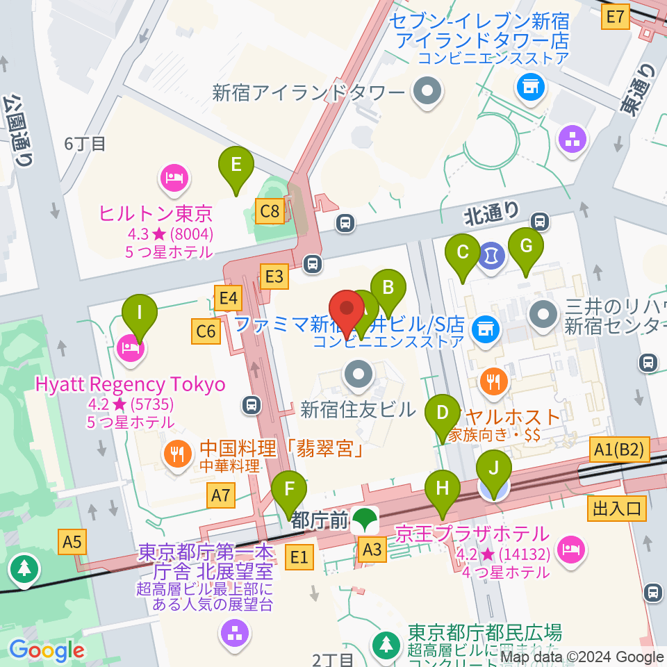 新宿住友ビル三角広場周辺の駐車場・コインパーキング一覧地図