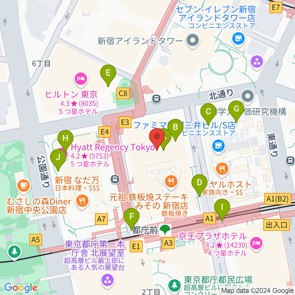 新宿住友ビル三角広場周辺の駐車場・コインパーキング一覧地図