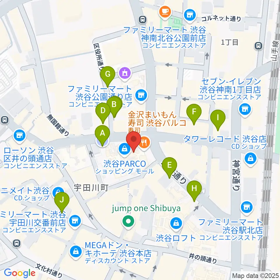 渋谷SUPER DOMMUNE周辺の駐車場・コインパーキング一覧地図