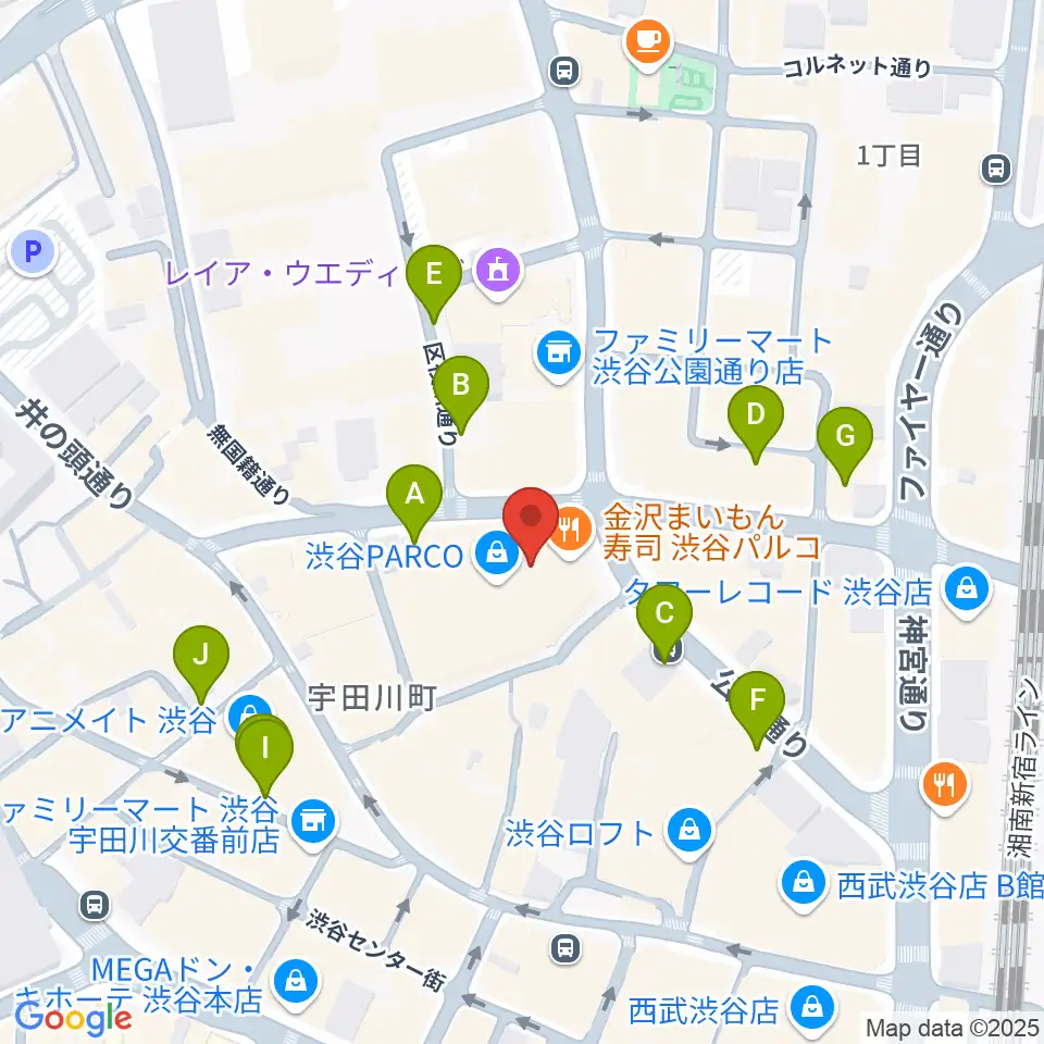 渋谷SUPER DOMMUNE周辺の駐車場・コインパーキング一覧地図