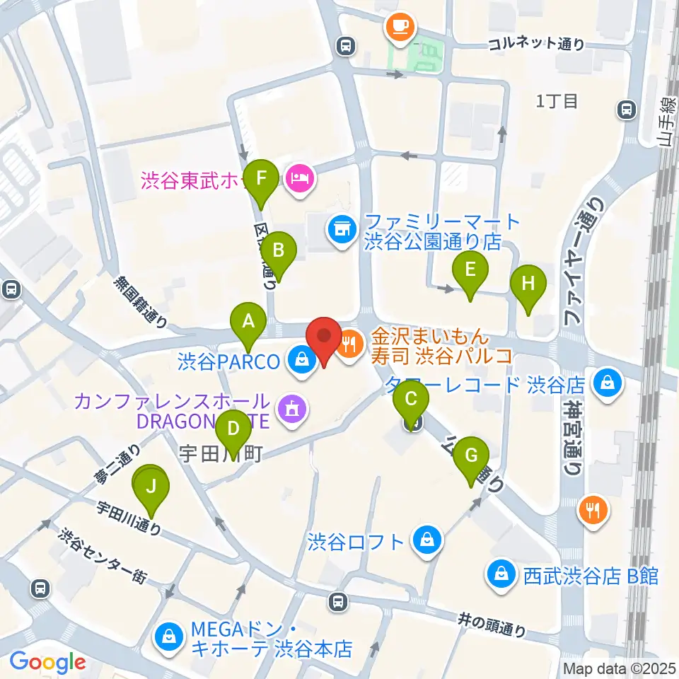 渋谷SUPER DOMMUNE周辺の駐車場・コインパーキング一覧地図