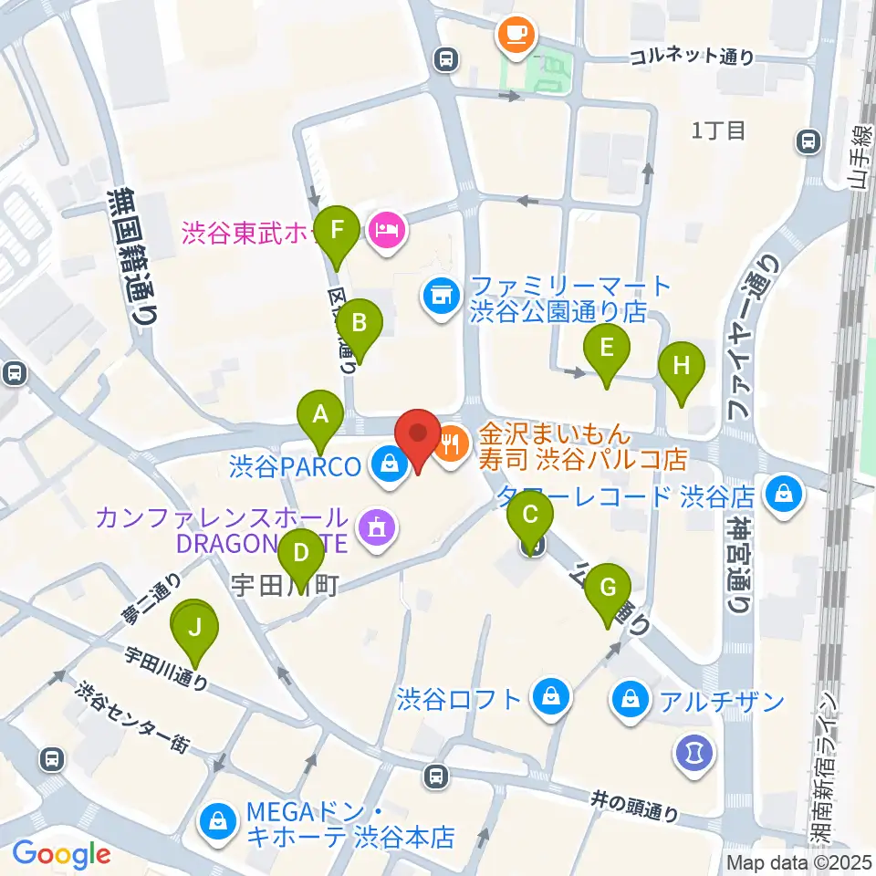 渋谷SUPER DOMMUNE周辺の駐車場・コインパーキング一覧地図