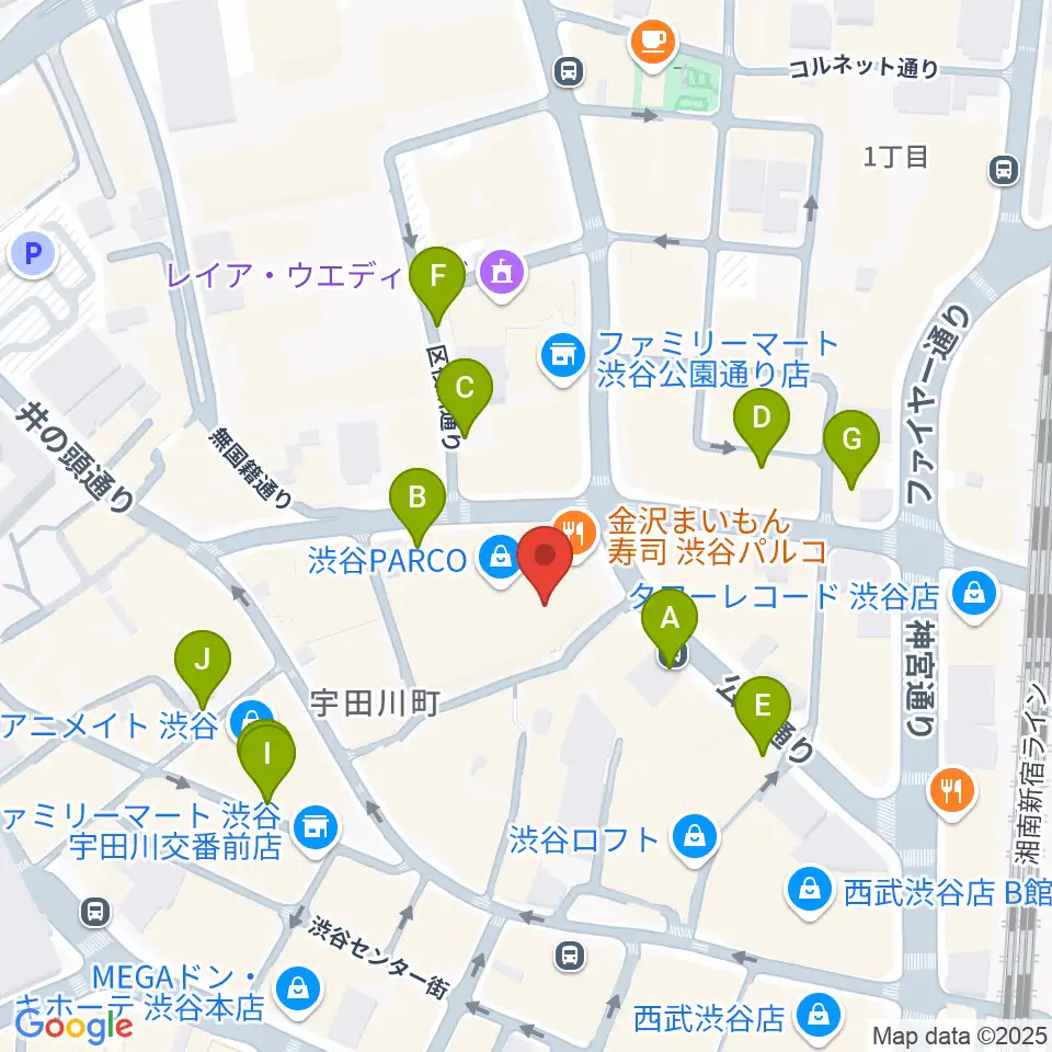 ユニオンレコード渋谷周辺の駐車場・コインパーキング一覧地図