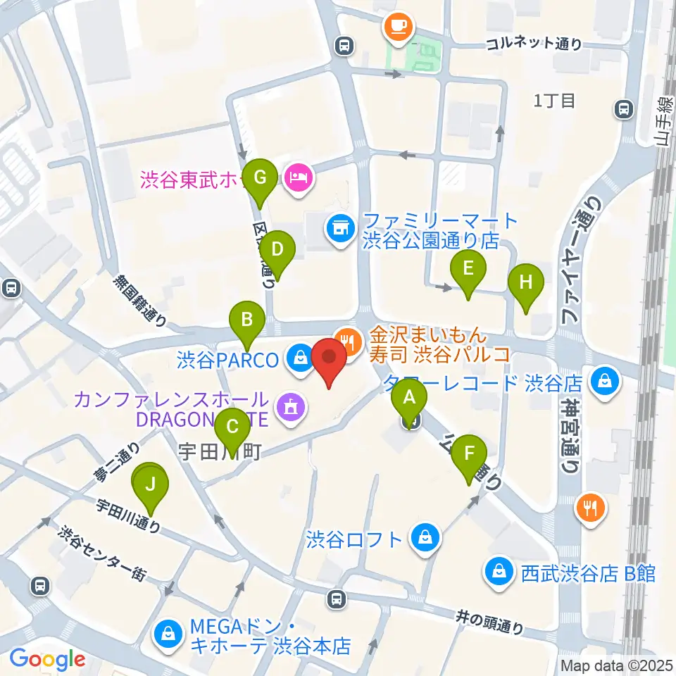 ユニオンレコード渋谷周辺の駐車場・コインパーキング一覧地図