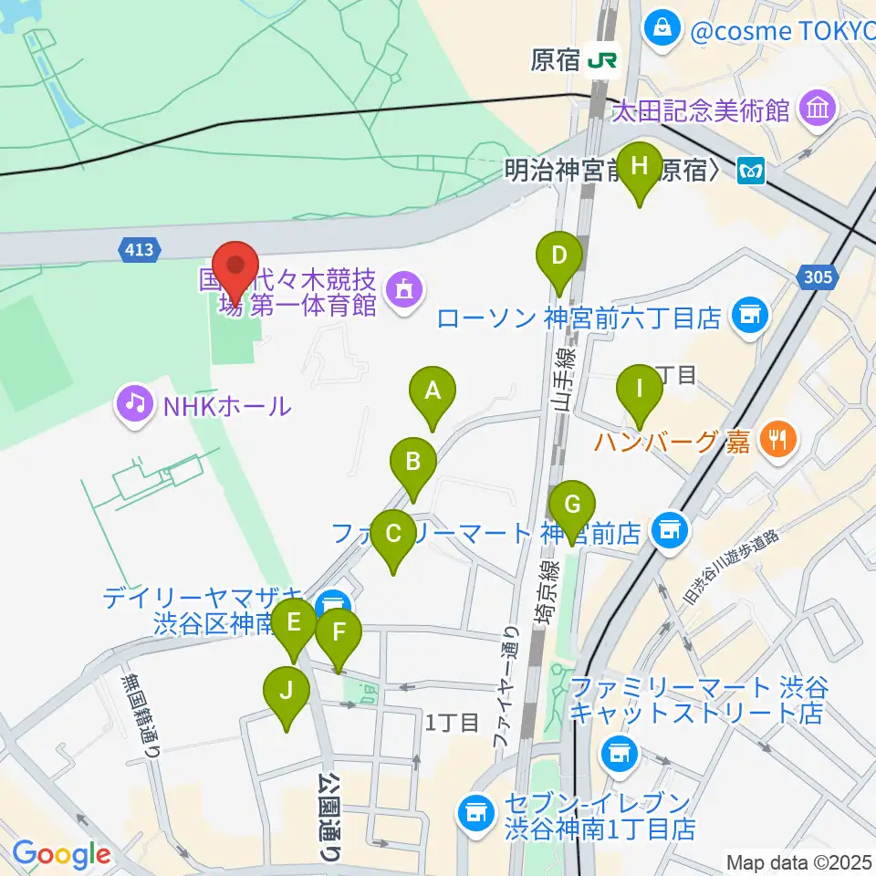 国立代々木競技場フットサルコート周辺の駐車場・コインパーキング一覧地図