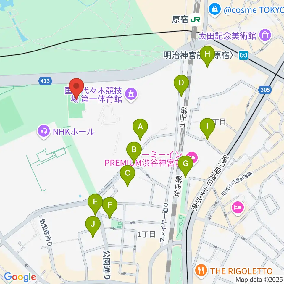 国立代々木競技場フットサルコート周辺の駐車場・コインパーキング一覧地図