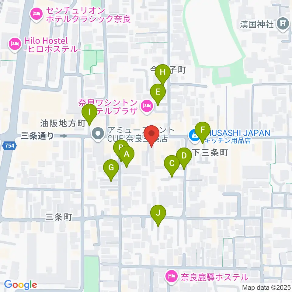 奈良EVANS CASTLE HALL周辺の駐車場・コインパーキング一覧地図