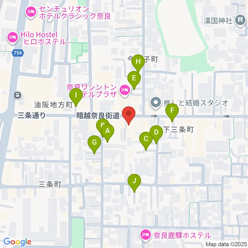 奈良EVANS CASTLE HALL周辺の駐車場・コインパーキング一覧地図