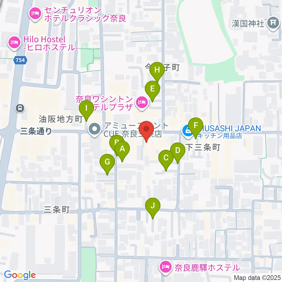 奈良EVANS CASTLE HALL周辺の駐車場・コインパーキング一覧地図