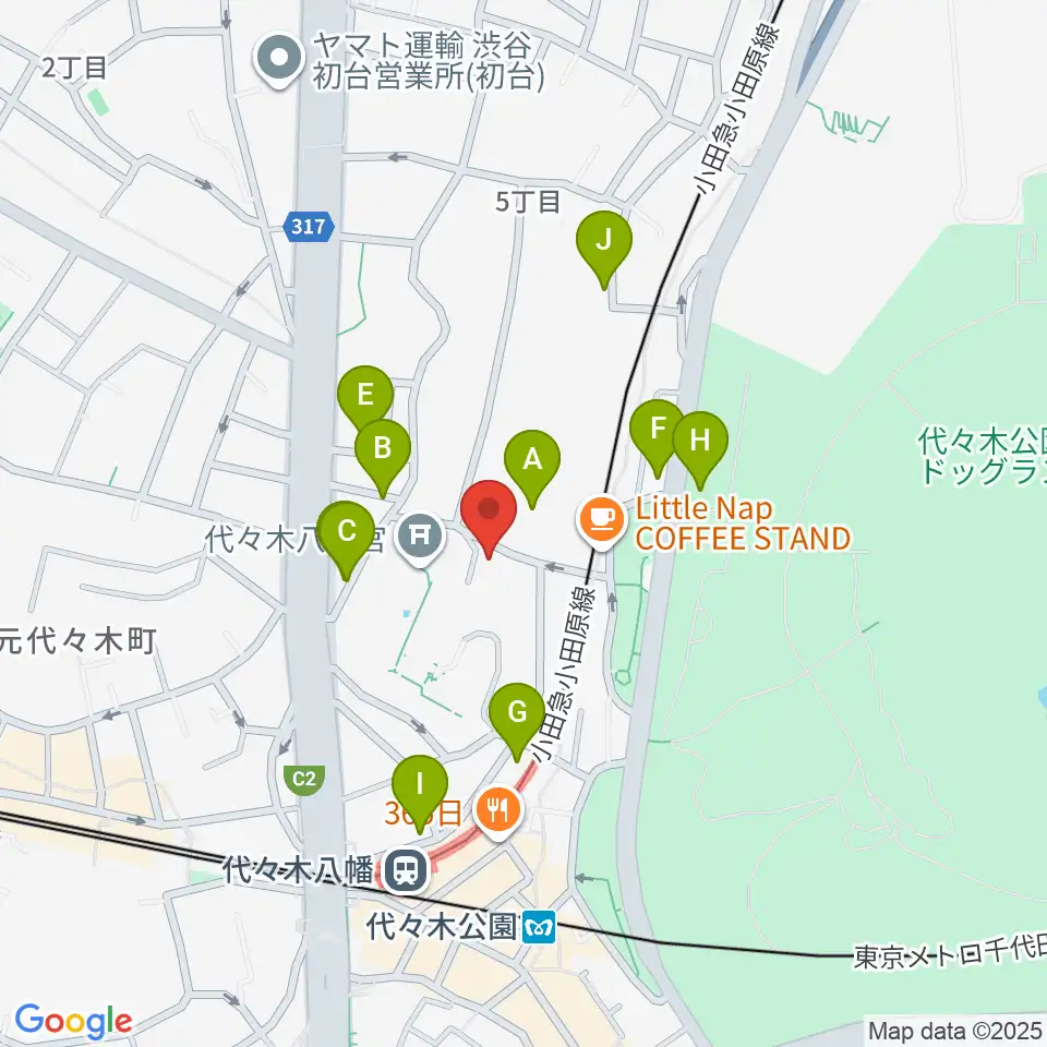YCC 代々木八幡コミュニティセンター周辺の駐車場・コインパーキング一覧地図