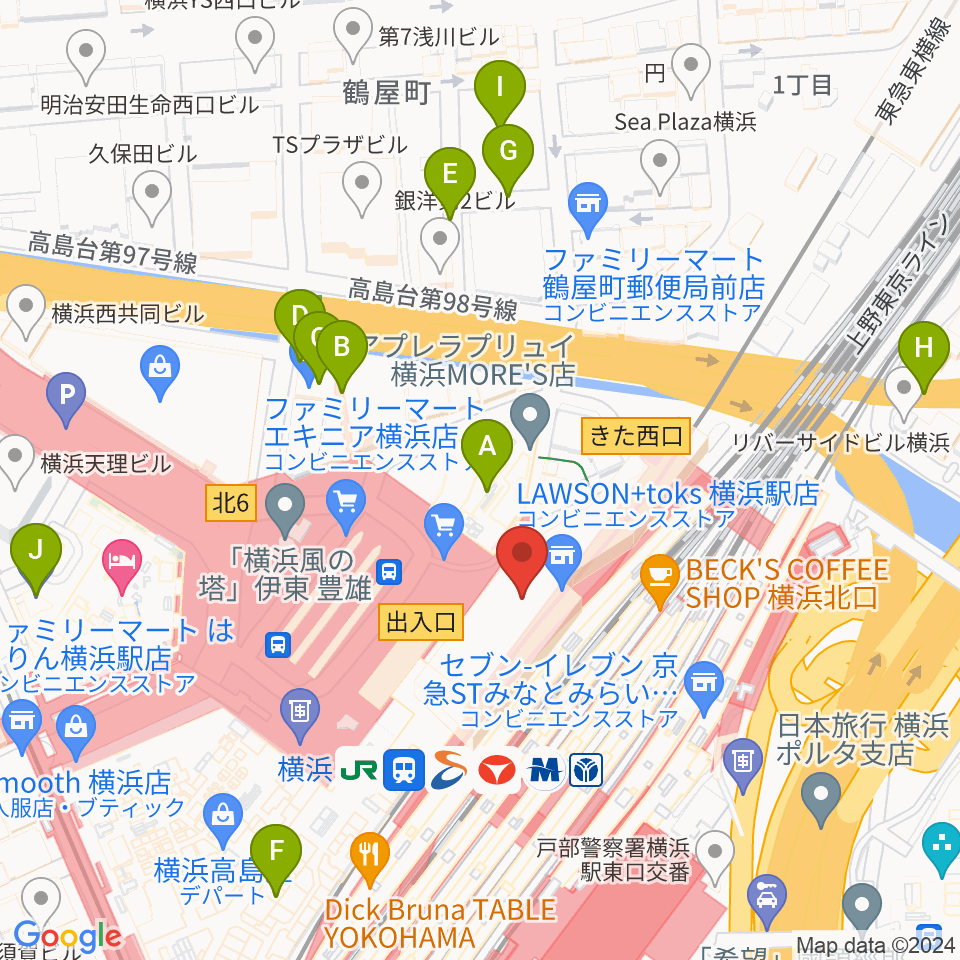 T・ジョイ横浜周辺の駐車場・コインパーキング一覧地図