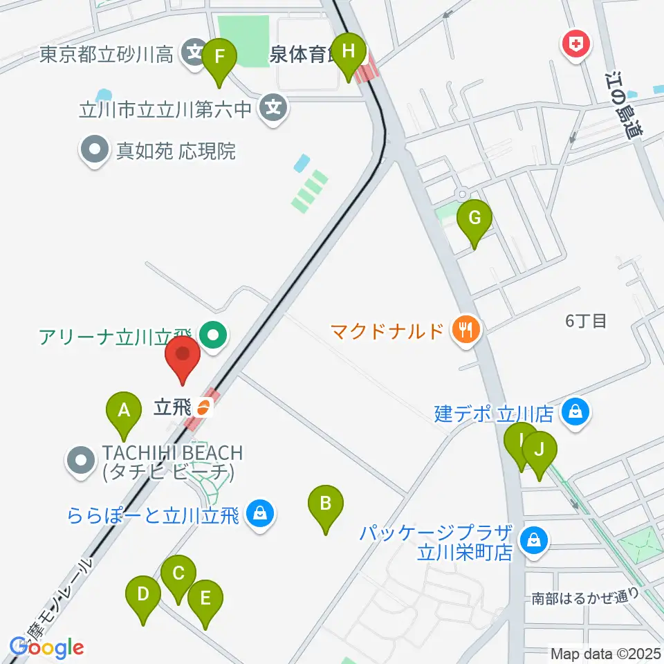 ドーム立川立飛周辺の駐車場・コインパーキング一覧地図