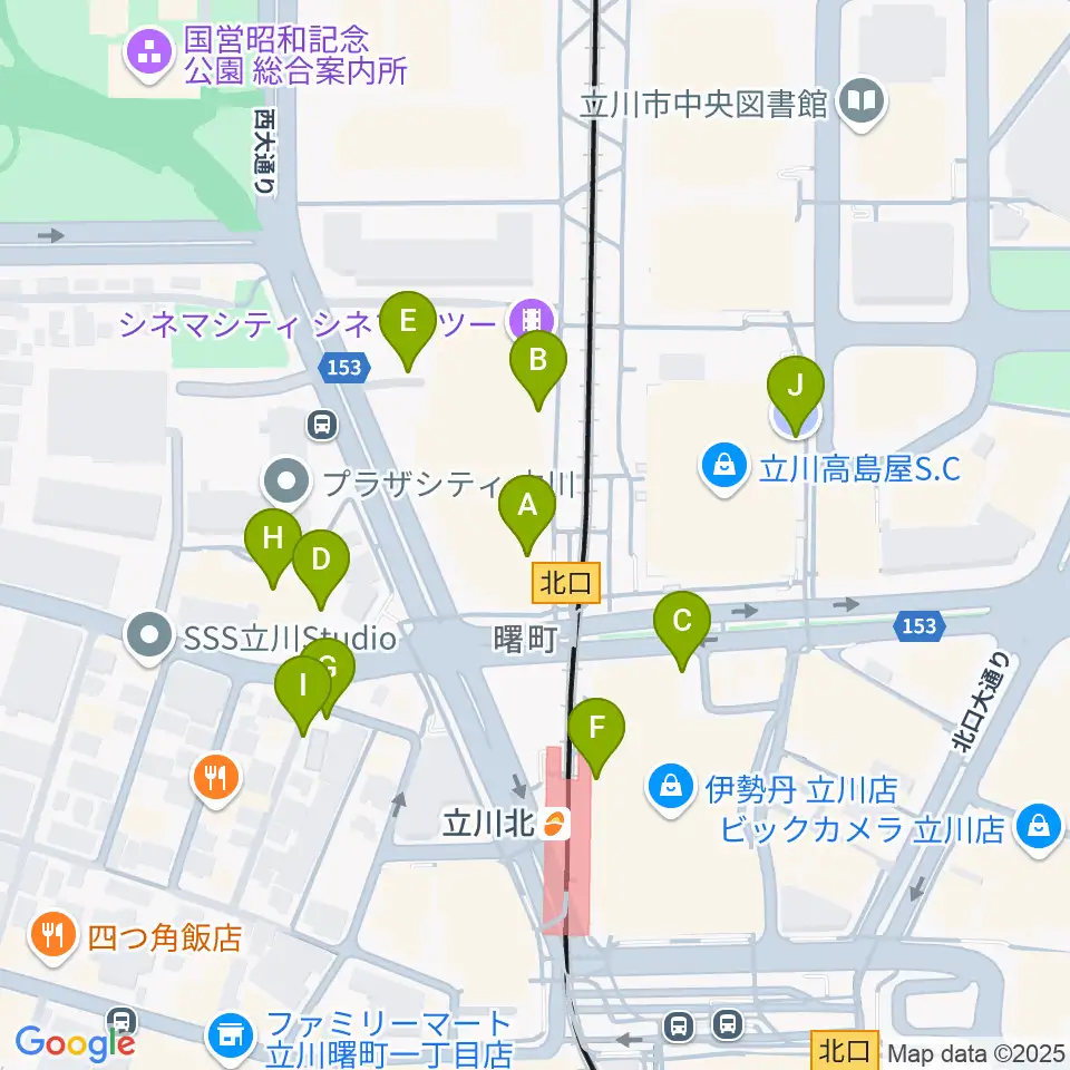 HMV立川周辺の駐車場・コインパーキング一覧地図