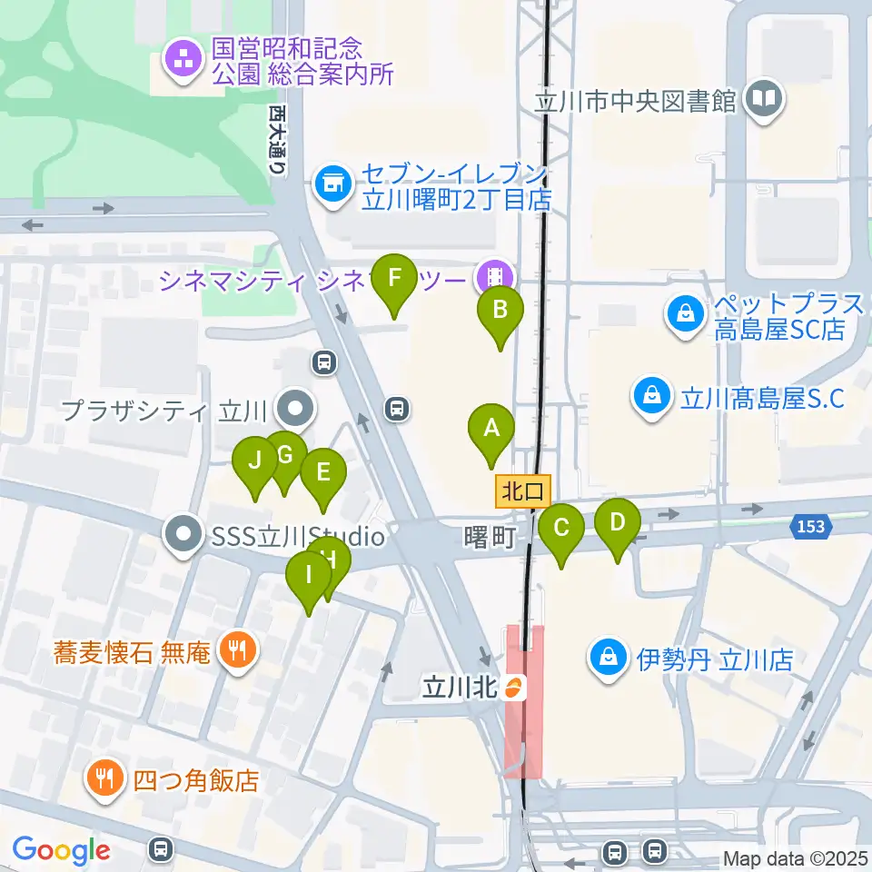 HMV立川周辺の駐車場・コインパーキング一覧地図
