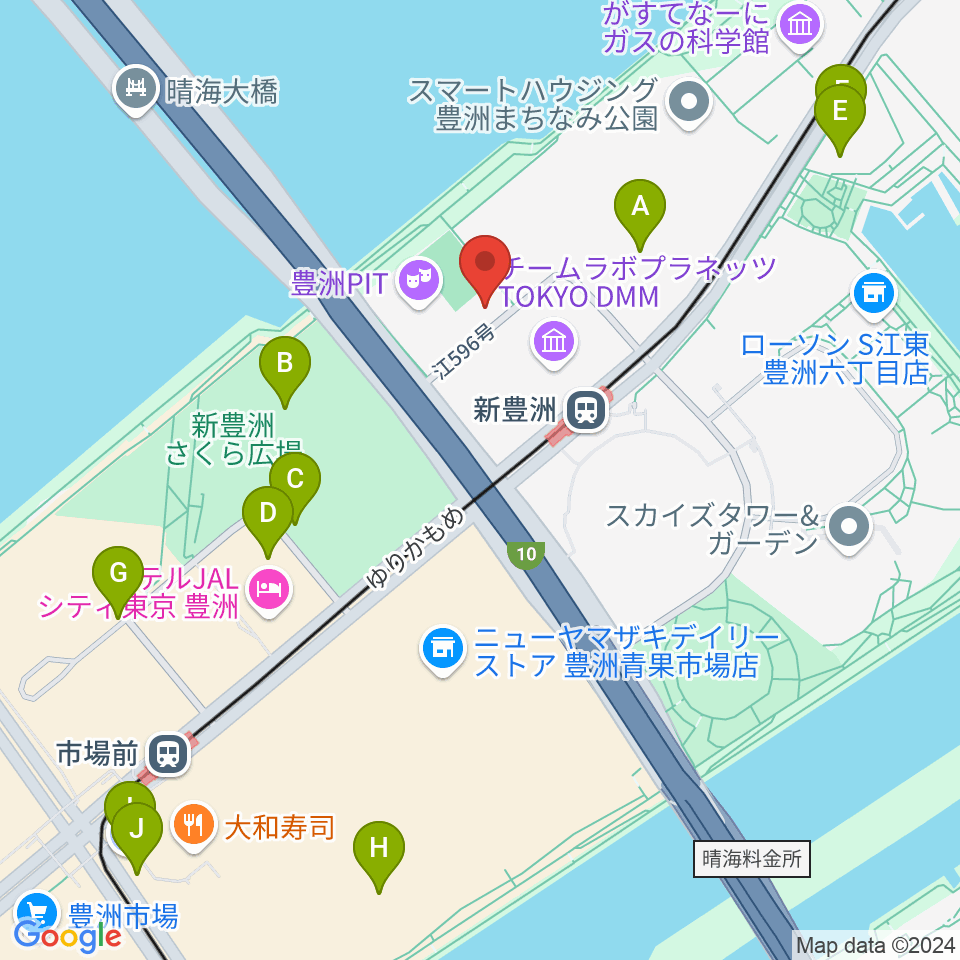 MIFA Football Park豊洲周辺の駐車場・コインパーキング一覧地図