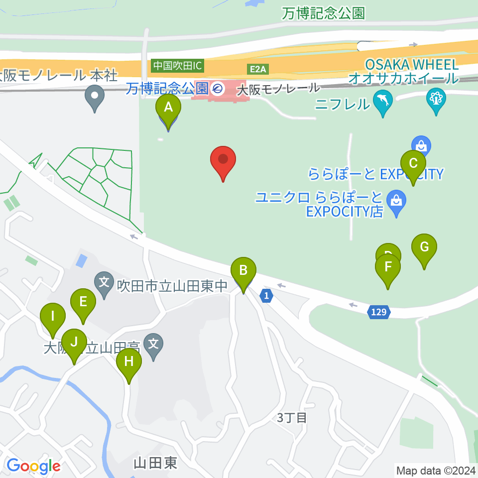 大阪万博記念公園アリーナ（仮） 周辺の駐車場・コインパーキング一覧地図